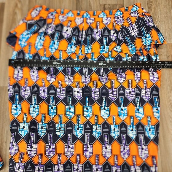 Vibrant Orange and Blue Patterned Skirt - Picture 13 of 16